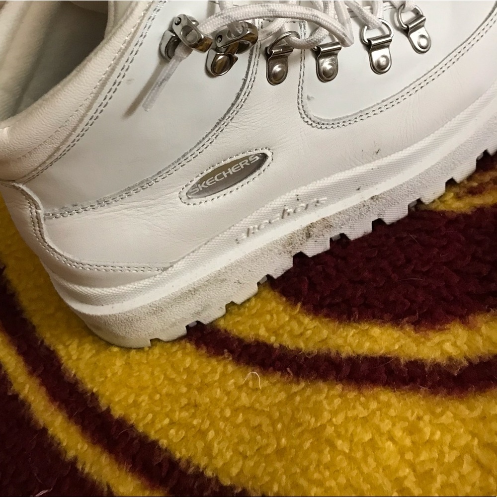 Skechers white hiking boots